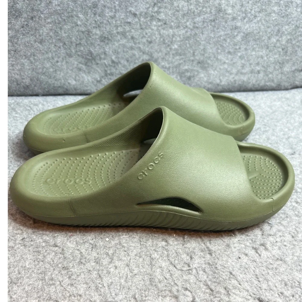 Crocs Mellow Recovery Slides Olive Green Comfort Waterproof Sandals Mens Sz 13